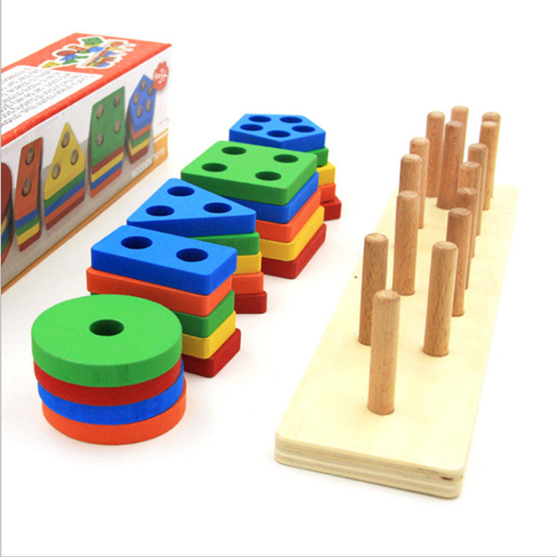 BaoKids™ Montessori Wooden Shape Matching Blocks