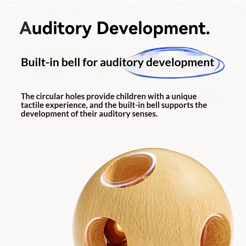 BaoKids™ Montessori Wooden Round-Grip Rattle – Natural Sensory Discovery Toy