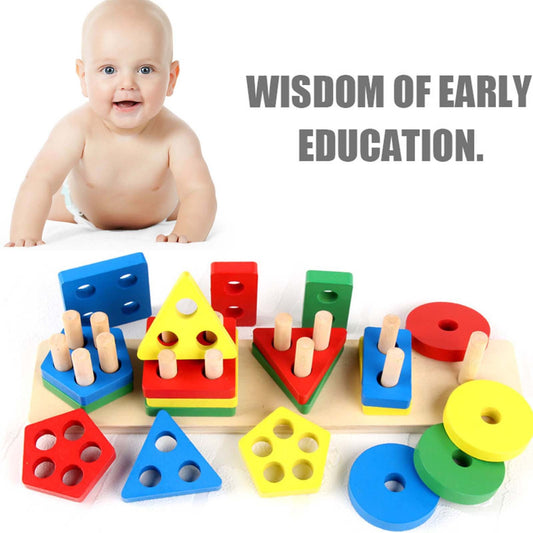 BaoKids™ Montessori Wooden Shape Matching Blocks