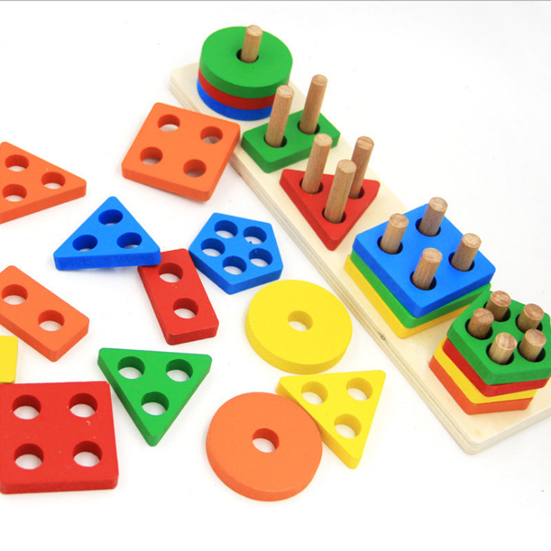 BaoKids™ Montessori Wooden Shape Matching Blocks