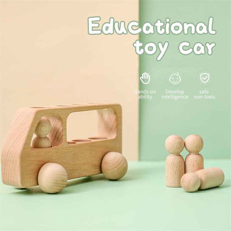 BaoKids™ Natural Beech Bus – Minimalist Wooden Toy