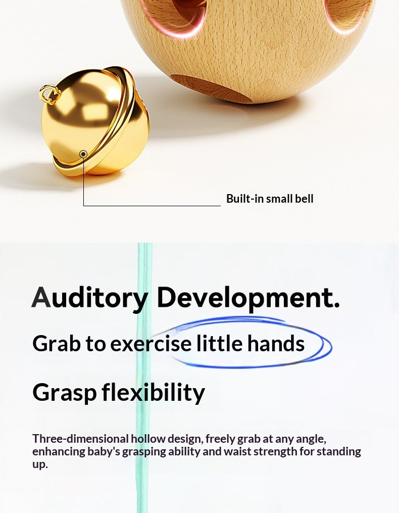 BaoKids™ Montessori Wooden Round-Grip Rattle – Natural Sensory Discovery Toy