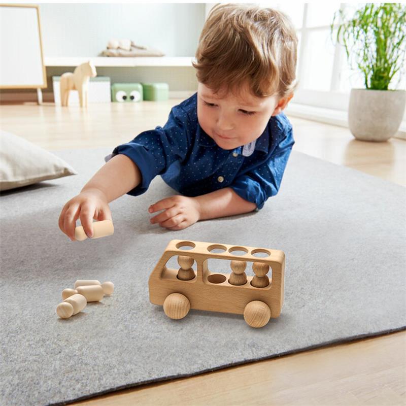 BaoKids™ Natural Beech Bus – Minimalist Wooden Toy