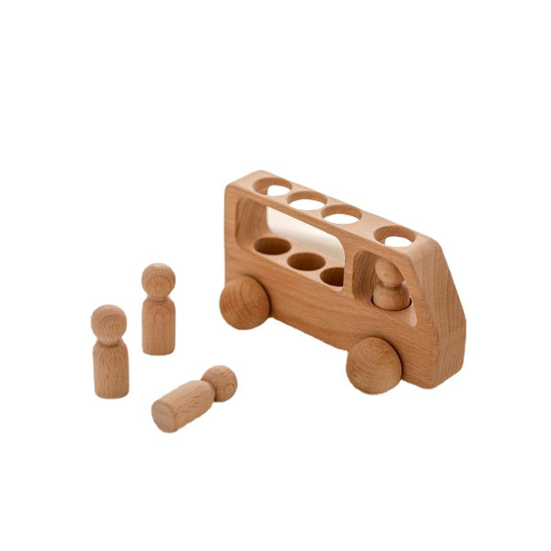 BaoKids™ Natural Beech Bus – Minimalist Wooden Toy
