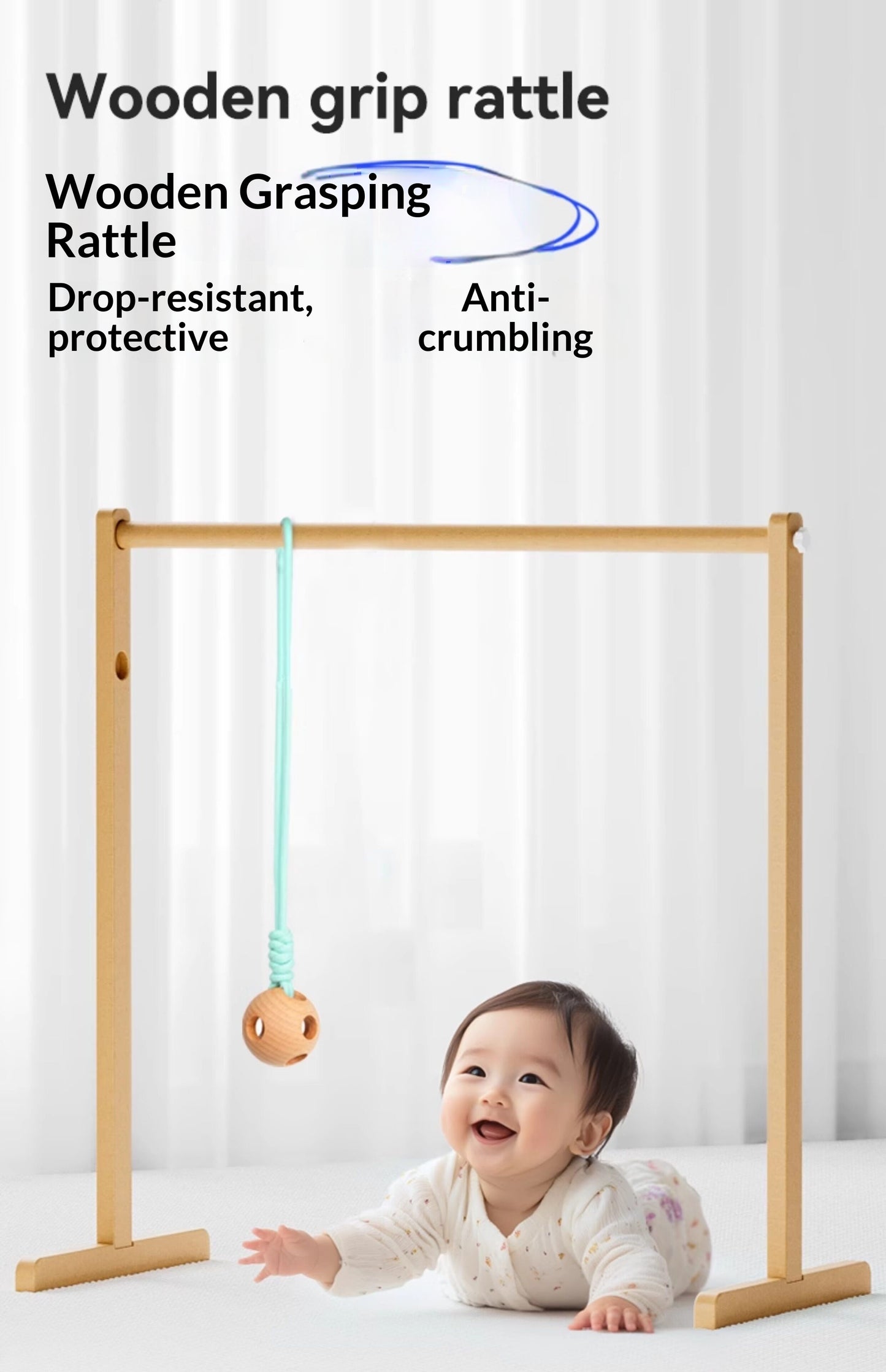 BaoKids™ Montessori Wooden Round-Grip Rattle – Natural Sensory Discovery Toy