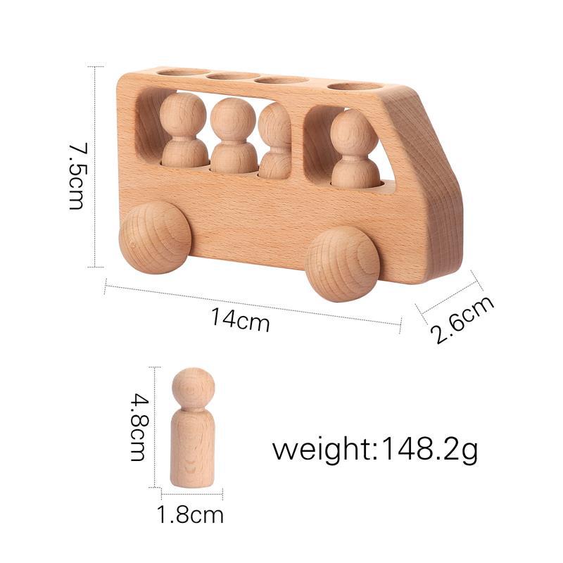 BaoKids™ Natural Beech Bus – Minimalist Wooden Toy