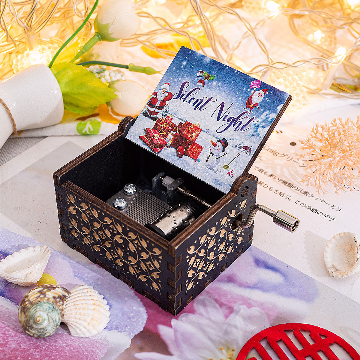 BaoKids™ Wooden Melody – Classic Hand-Cranked Music Box